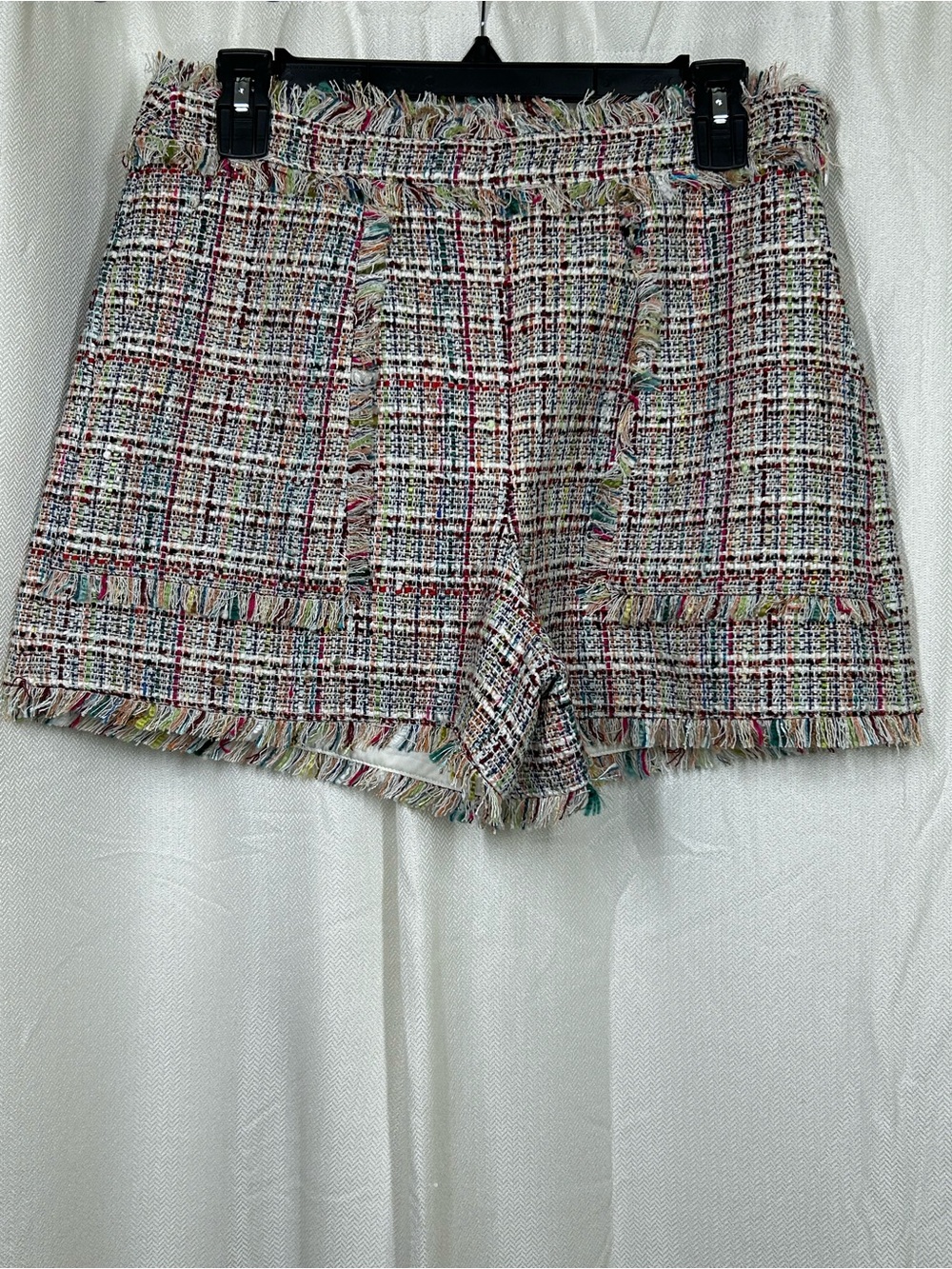 Cinq a Sept Allen Wildflower Fringe Tweed Shorts Size 8 Lined Pockets